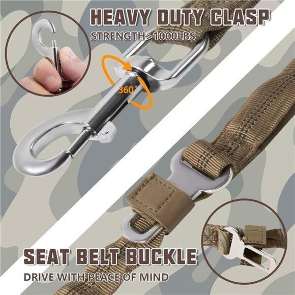 Dog Leash for Shock Absorption - Heavy Duty No Pull Training Leash for Medium - Picture 3 of 7